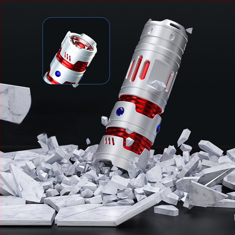 LED žibintuvas su USB-C įkrovimu, 2000mAh baterija, aliuminio lydinio korpusas, 360° pasukama galva, veikimo nuotolis 100–200 m