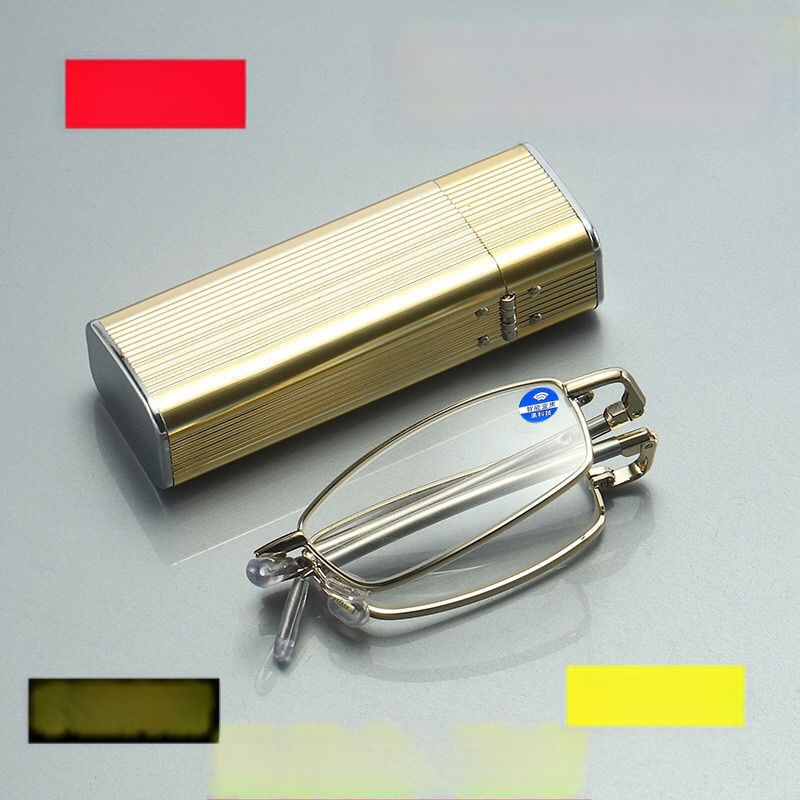 Sulankstomi anti-radiacijos skaitymo akiniai su stiklo lęšiais ir metaliniu rėmeliu, asferiniai lęšiai