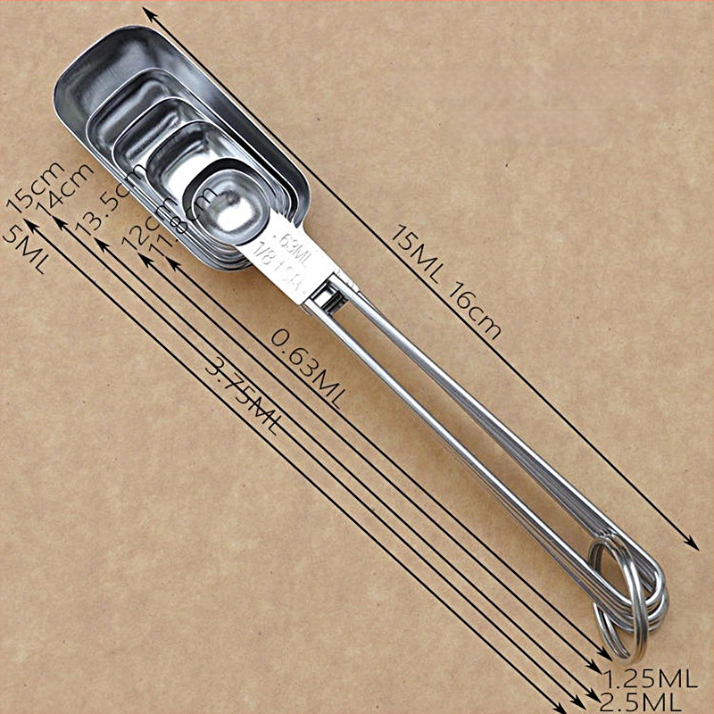 Big Eyes nerūdijančio plieno matavimo šaukštų rinkinys, 5 dalių kepimui