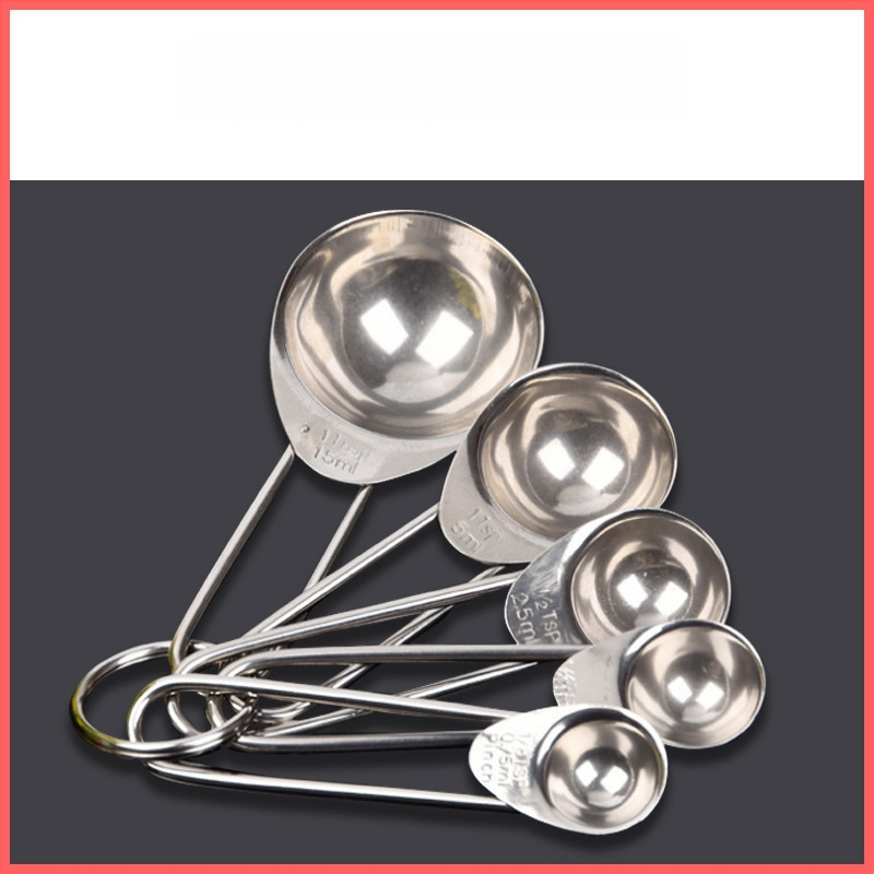 Big Eyes nerūdijančio plieno matavimo šaukštų rinkinys, 5 dalių kepimui