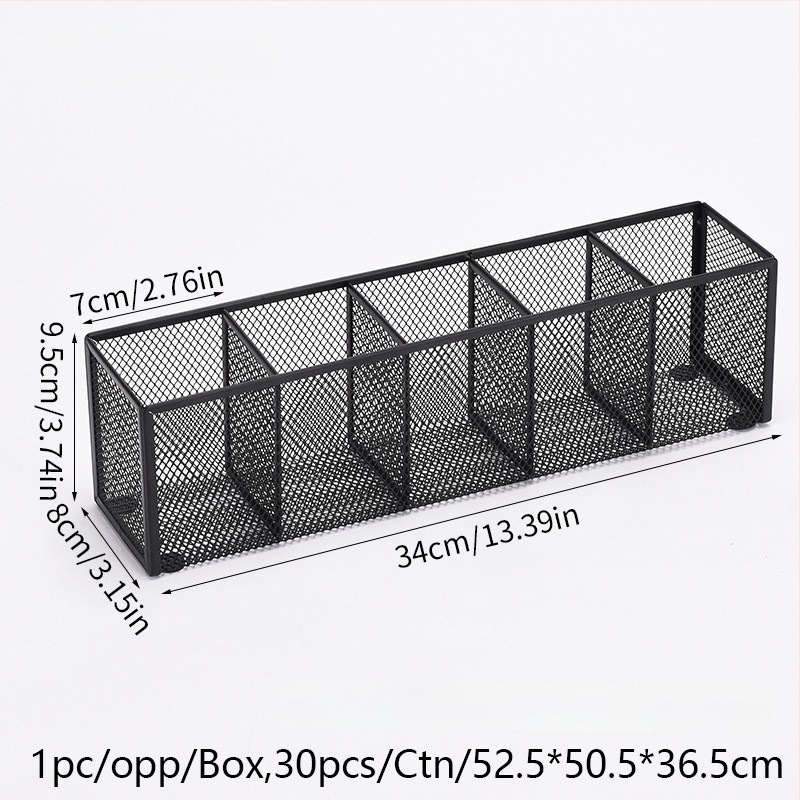 Metalo stalinis organizatorius su keliomis skyrių (3–4), rašiklių laikiklis ir kosmetikos organizatorius, pritaikymas