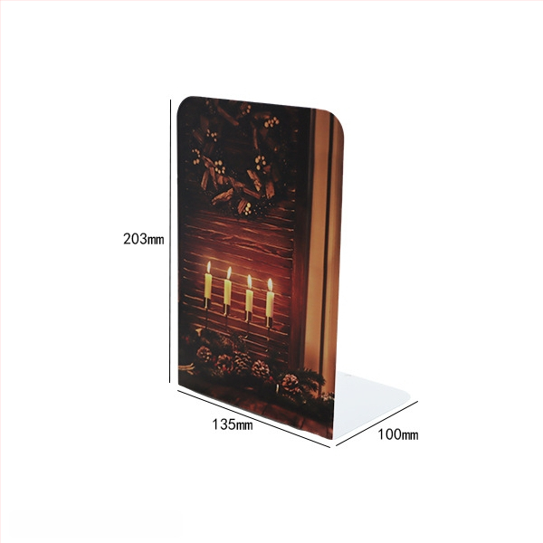 Metaliniai knygų stovai L formos su priešslydimo danga, Kalėdinio stiliaus biuro dekoras, komplektas 2 vnt., grynoji masė 465 g