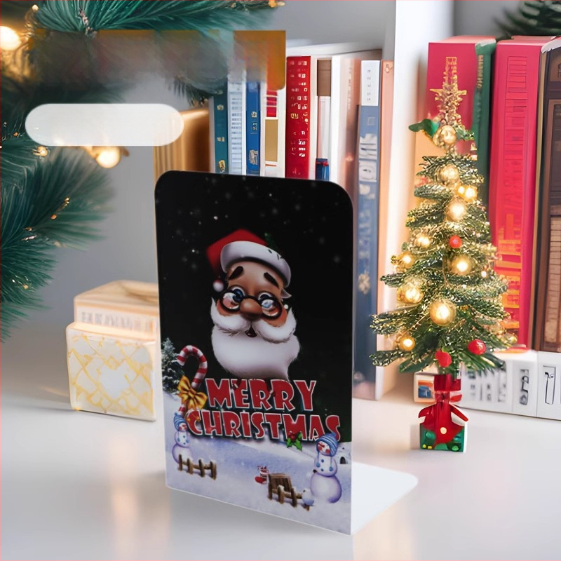 Metaliniai knygų stovai L formos su priešslydimo danga, Kalėdinio stiliaus biuro dekoras, komplektas 2 vnt., grynoji masė 465 g