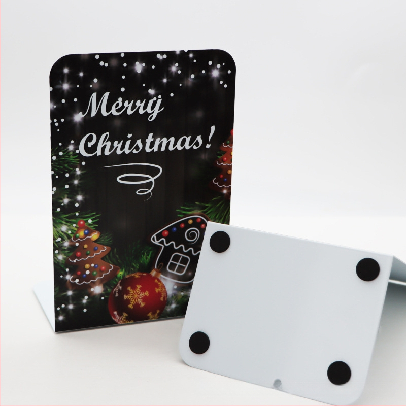 Metaliniai knygų stovai L formos su priešslydimo danga, Kalėdinio stiliaus biuro dekoras, komplektas 2 vnt., grynoji masė 465 g