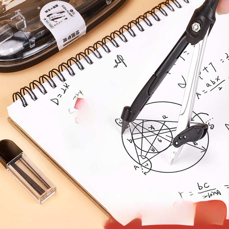 9 dalių komplektas mokiniams: kompasas ir liniuotė - neelektrinis, dovana mokiniams