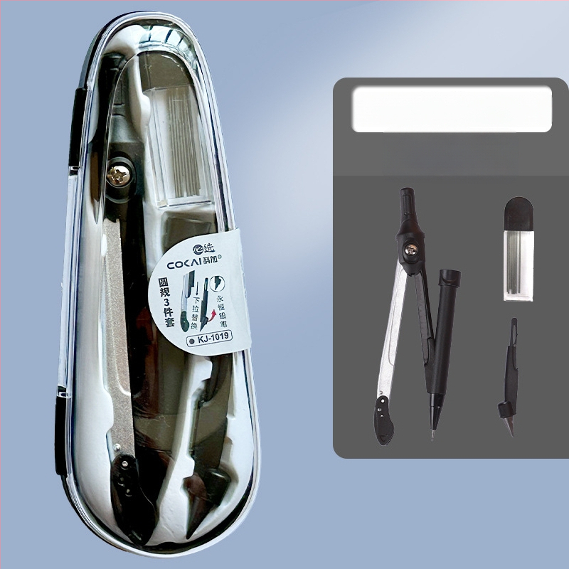 9 dalių komplektas mokiniams: kompasas ir liniuotė - neelektrinis, dovana mokiniams