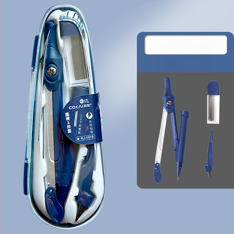 9 dalių komplektas mokiniams: kompasas ir liniuotė - neelektrinis, dovana mokiniams