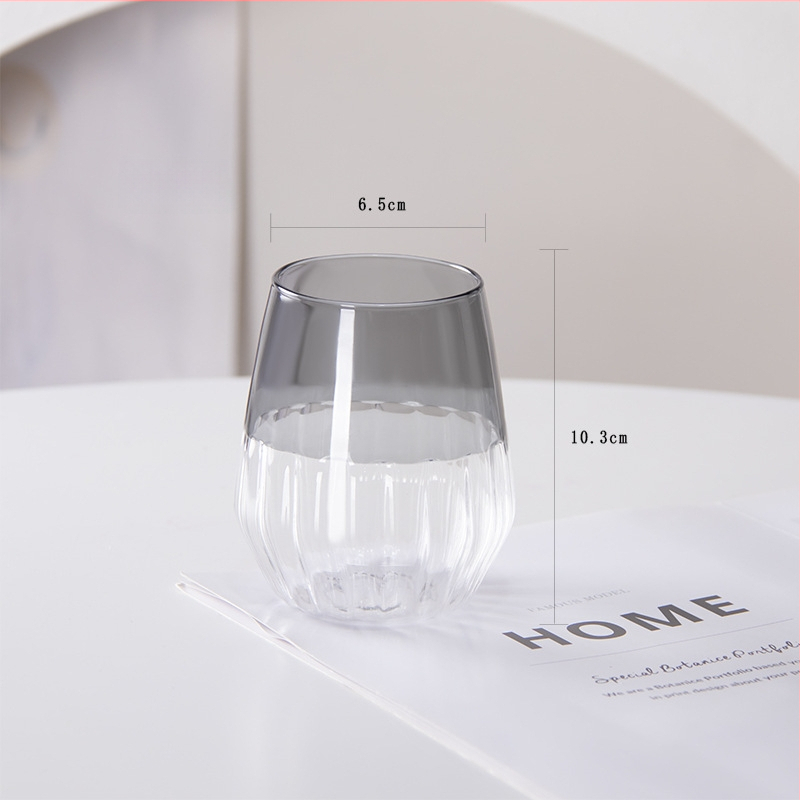 Borosilikatinio stiklo pusryčių taurė, dryžuotas dizainas, atspari šilumai, 401–500 ml, retro stilius, be rankenos