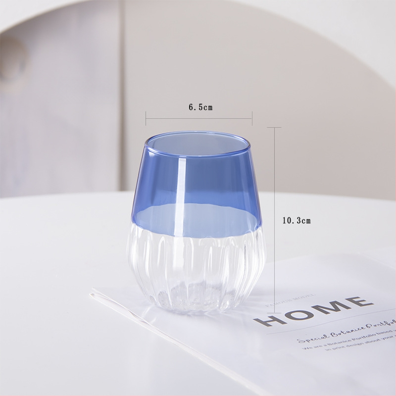 Borosilikatinio stiklo pusryčių taurė, dryžuotas dizainas, atspari šilumai, 401–500 ml, retro stilius, be rankenos