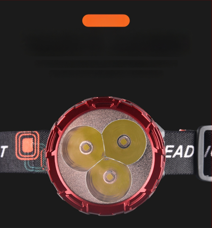 Įkraunamas LED galvos žibintas, daugiafunkcinė, modelis 208-3, 50 m šviesos spindulys, veikimo laikas 3 val.