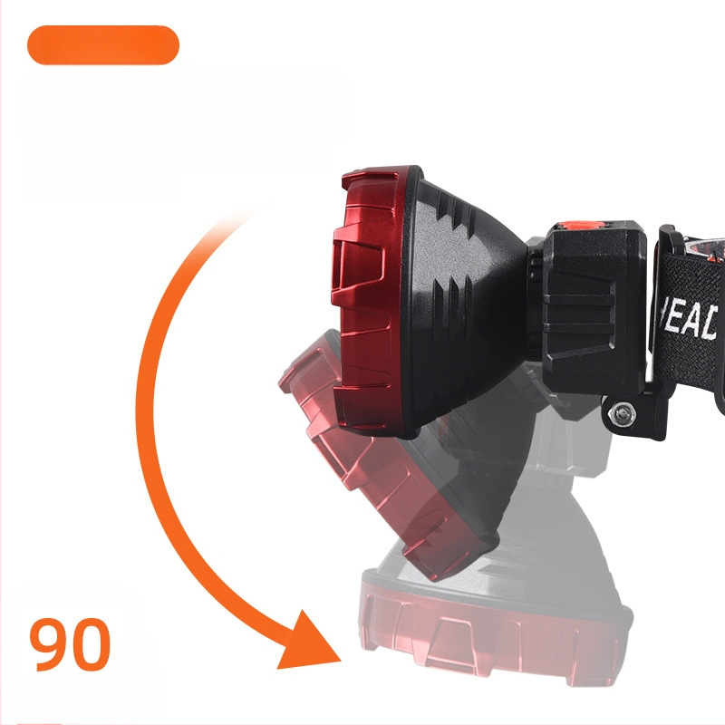 Įkraunamas LED galvos žibintas, daugiafunkcinė, modelis 208-3, 50 m šviesos spindulys, veikimo laikas 3 val.