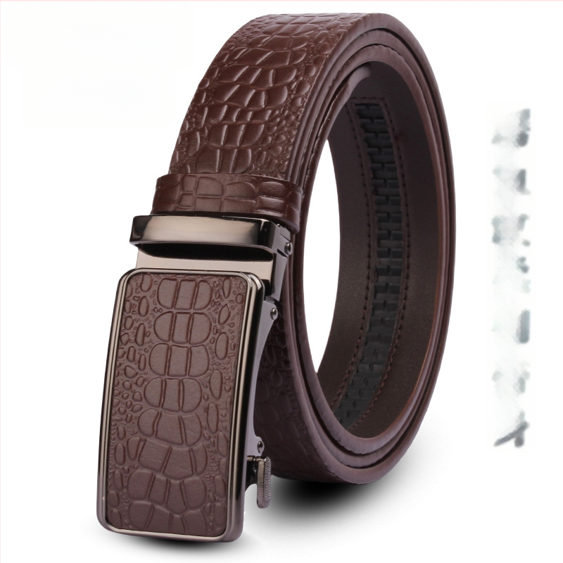 Vyriška odinė juosta iš tikros odos su krokodilo raštu, automatinis sagtis, plotis 3,5 cm