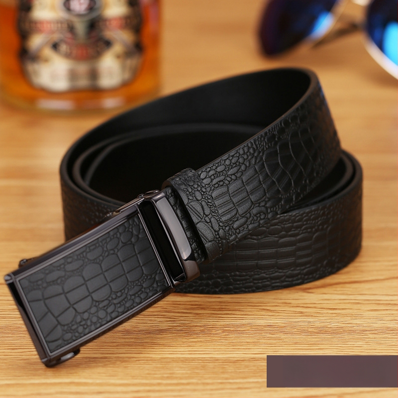 Vyriška odinė juosta iš tikros odos su krokodilo raštu, automatinis sagtis, plotis 3,5 cm