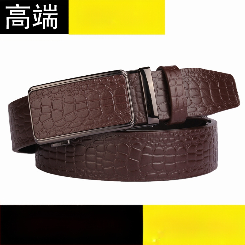 Vyriška odinė juosta iš tikros odos su krokodilo raštu, automatinis sagtis, plotis 3,5 cm