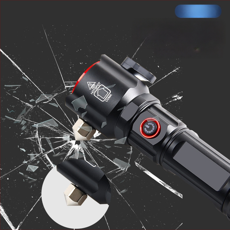 LED žibintuvė iš aliuminio lydinio, 5500mAh baterija, galia 30W, rankinis įkrovimas, diapazonas iki 500 m