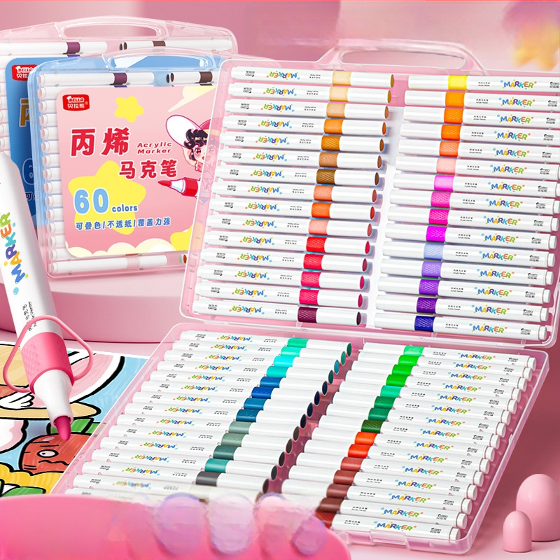 Akrilinis markeris vaikams – nepermatomas spalvos, akvarelės menams, papildomas kitais atspalviais