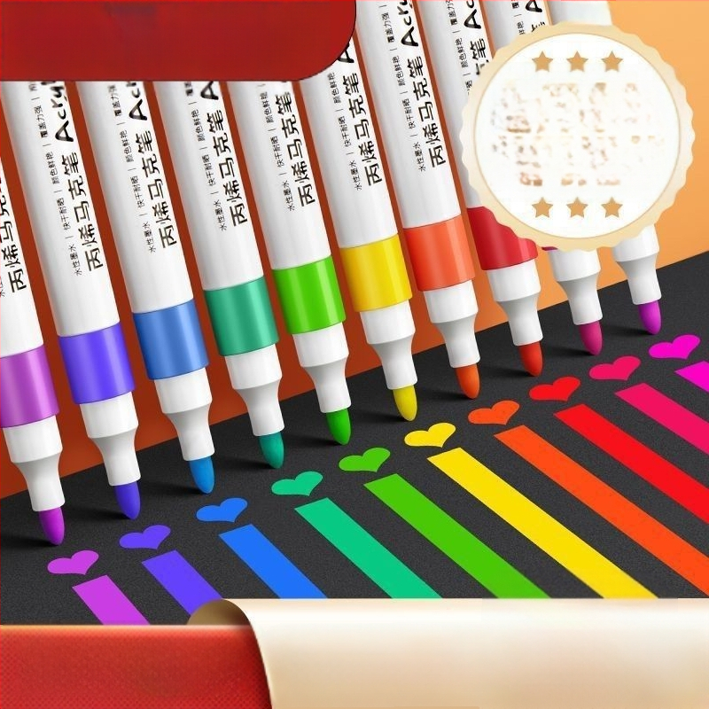 Akrilinis markeris vaikams – nepermatomas spalvos, akvarelės menams, papildomas kitais atspalviais