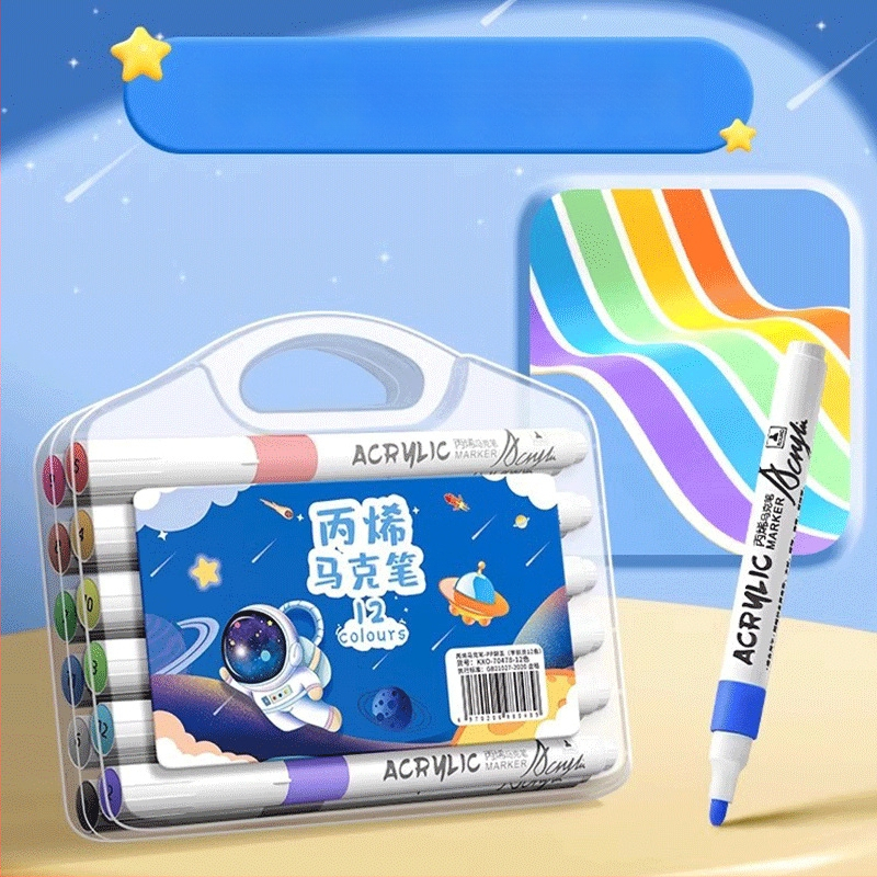 Akrilinis markeris vaikams – nepermatomas spalvos, akvarelės menams, papildomas kitais atspalviais