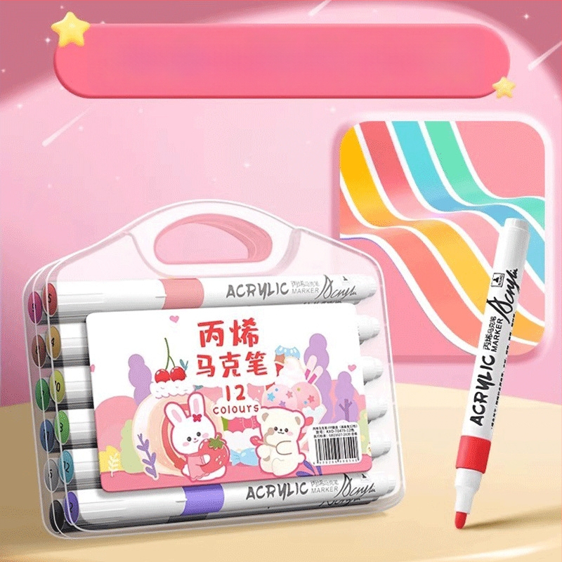 Akrilinis markeris vaikams – nepermatomas spalvos, akvarelės menams, papildomas kitais atspalviais