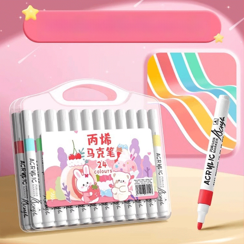 Akrilinis markeris vaikams – nepermatomas spalvos, akvarelės menams, papildomas kitais atspalviais