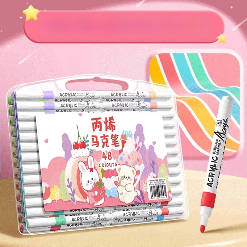 Akrilinis markeris vaikams – nepermatomas spalvos, akvarelės menams, papildomas kitais atspalviais