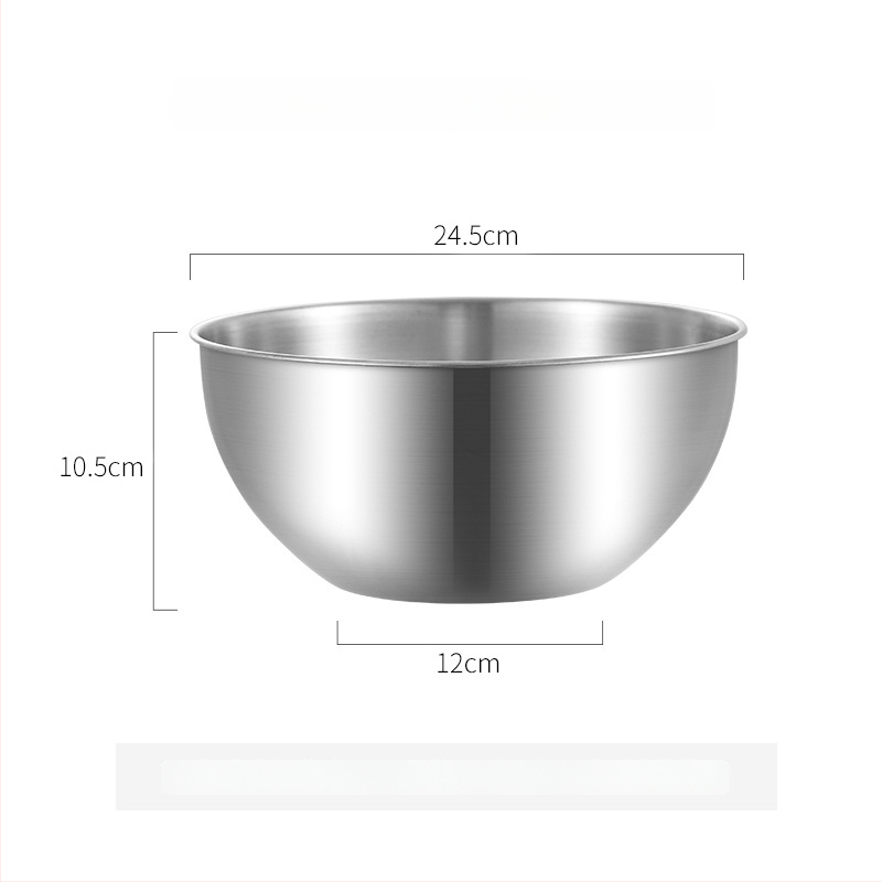 Nerūdijančio plieno baseinas su integruota skale, skirtas daržovėms plauti ir tešlai minkyti — apvalus virtuvės dubuo