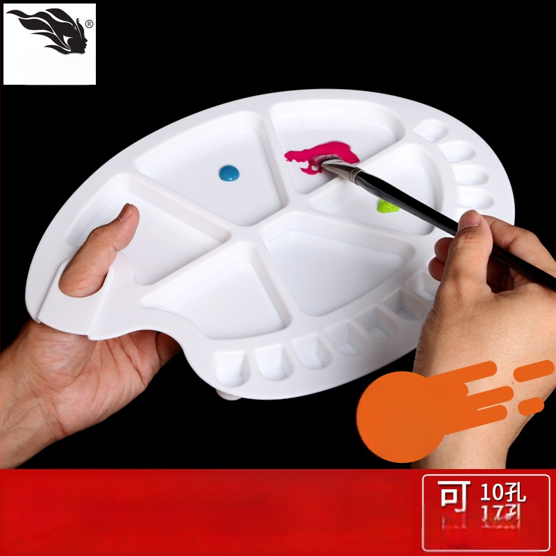 Xueshan Snow Mountain Mitmekülgne palett 10 augud HB-710, ovaalne plastist maalritööriist