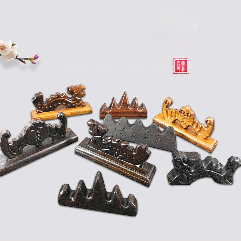 Rašiklio laikiklis kalnų stiliuje – penkių pirštų dizainas, mediena: mahagoni ir katalpa, Weizhuang, modelis Mahogany Pen Mountain