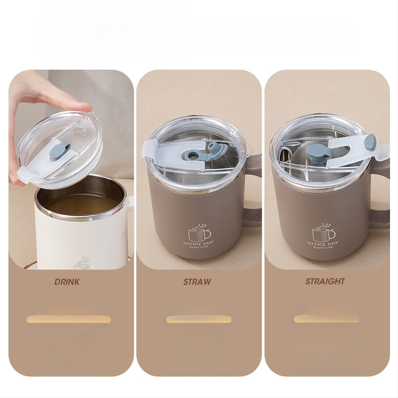 KEBI 304 nerūdijančio plieno dviejų sienų izoliacinis vandens puodelis su PP dangteliu