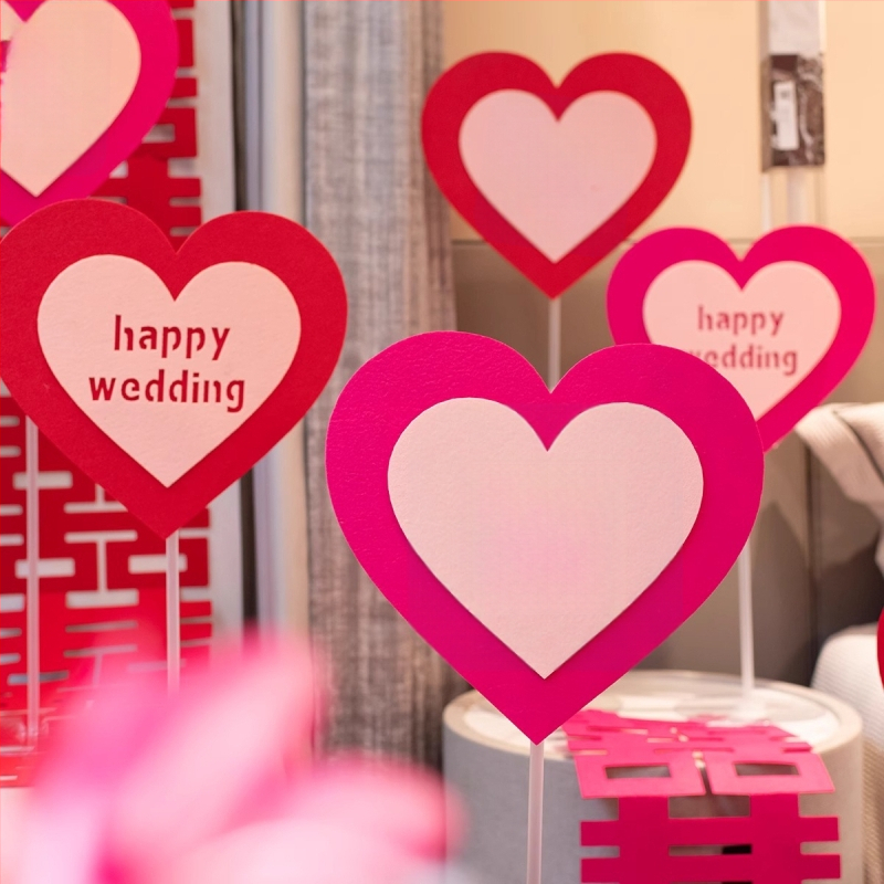 Exquisite popierinis vestuvinis papuošalas su širdimi ir žodžiu