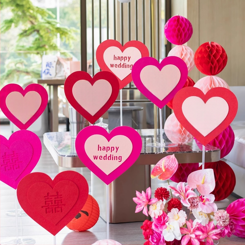 Exquisite popierinis vestuvinis papuošalas su širdimi ir žodžiu