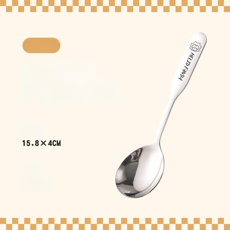 Vaikų šaukštas su meškių šeimos raštu, nerūdijantis plienas, stora konstrukcija, veidrodinis poliravimas