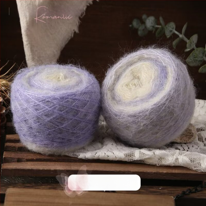 Rankų mezgimo siūlai šalikams ir apdaroms — Kaleidoscope Gradient Mohair, mišri siūlai, žiedinis verpimas, grupinis siūlas