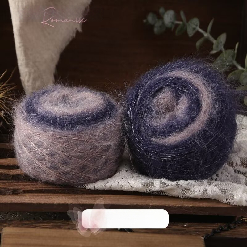 Rankų mezgimo siūlai šalikams ir apdaroms — Kaleidoscope Gradient Mohair, mišri siūlai, žiedinis verpimas, grupinis siūlas