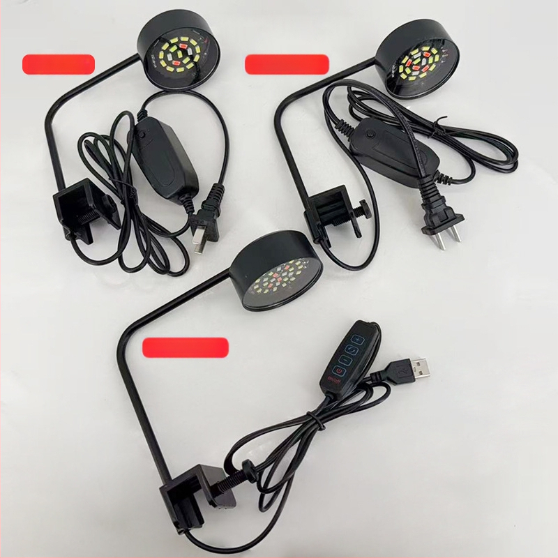 LED akvariumo lemputė vandens augalams, USB maitinimas, 8W, medžiaga: ABS + metalo alkūnė