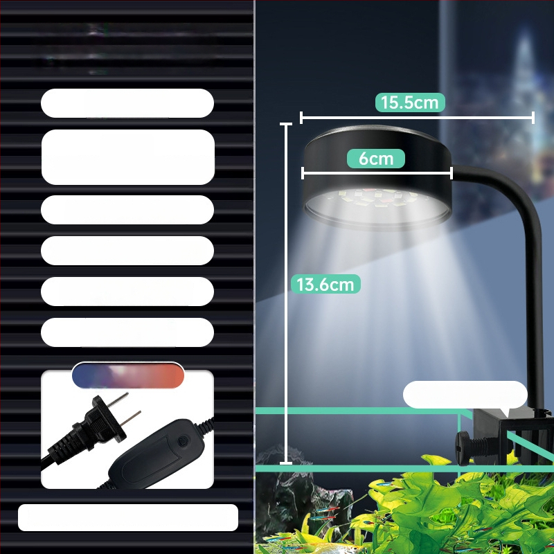 LED akvariumo lemputė vandens augalams, USB maitinimas, 8W, medžiaga: ABS + metalo alkūnė
