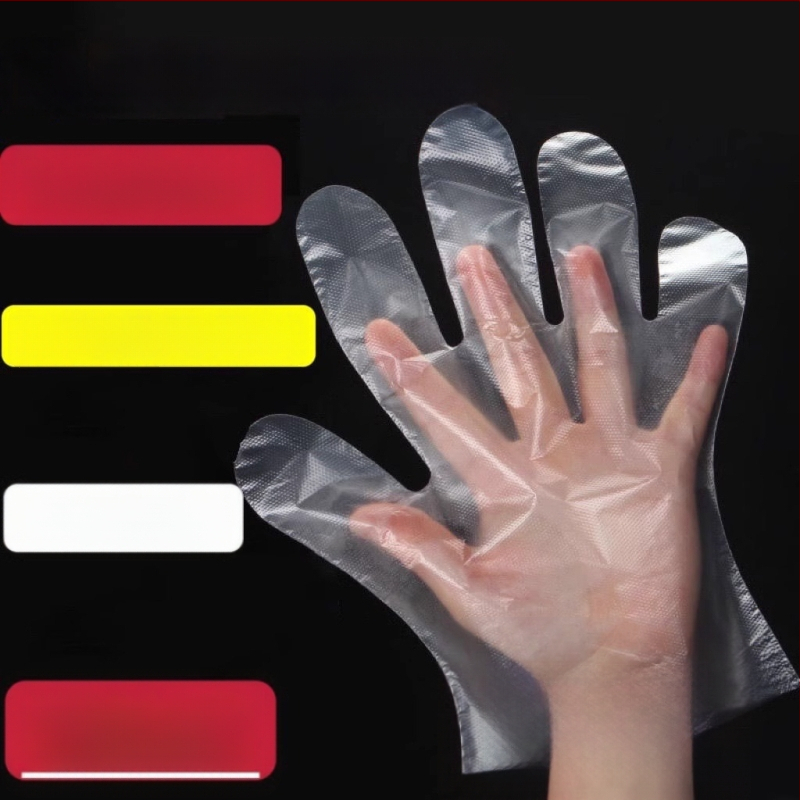 Vienkartinės pirštinės maisto pramonei, skaidrios PE, atsparios riebumams ir dėmėms, 0,6–1,0 mm storis, 100 vnt