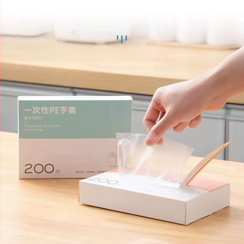 Xinyihe vienkartinės PE pirštinės virtuvėms, skaidrios, 0,05 mm storis, dulkėms atsparios