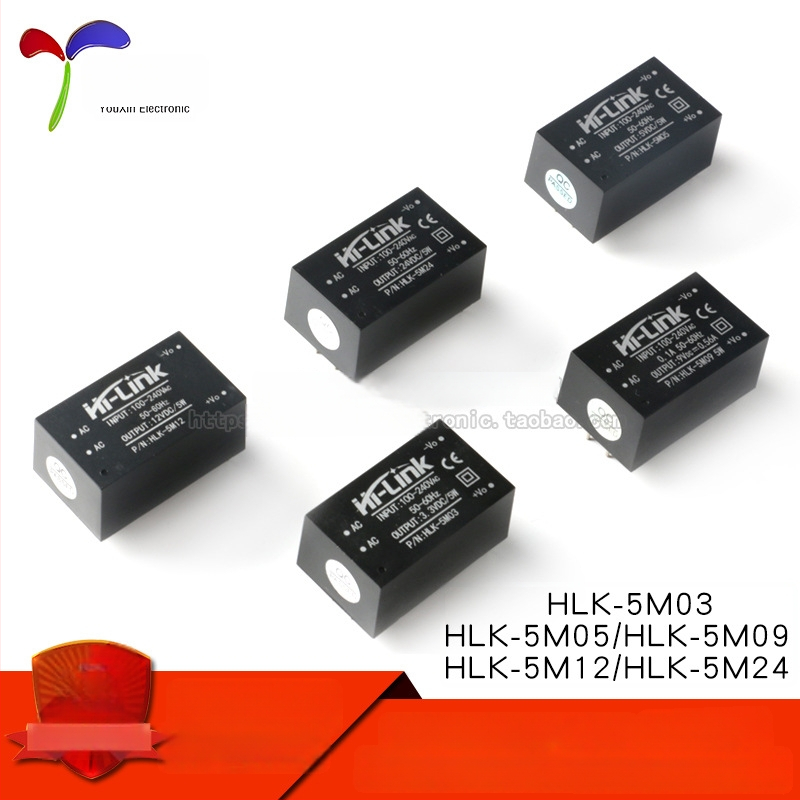 HLK-5M03 AC-DC maitinimo modulis, įėjimas 220V, išėjimai 3.3/5/9/12/24V