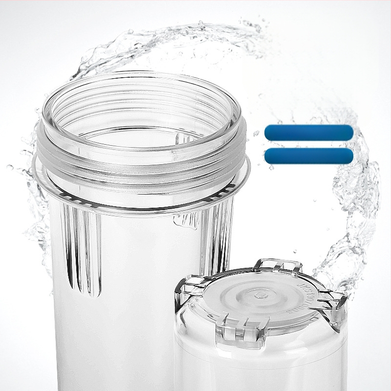 Priekinė montuojama filtravimo buteliukas su 4 jungtimis, PP vata, aktyvuota anglis ir ultrafiltracijos membrana, vario jungtis