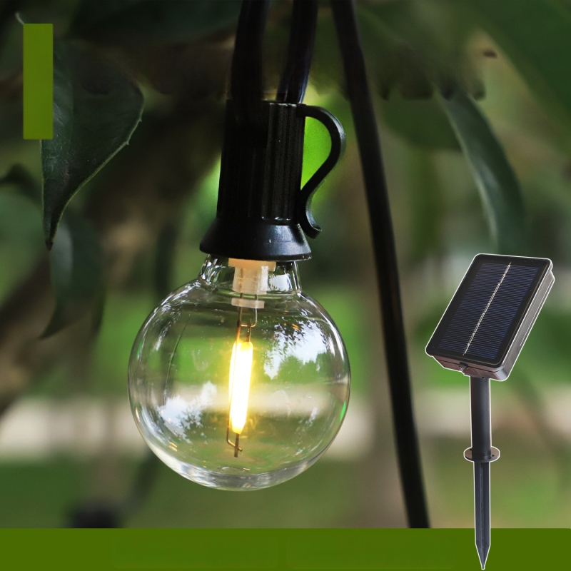 G40 LED girlianda, saulės energija, IP65, nuotolinis arba mygtukų valdymas