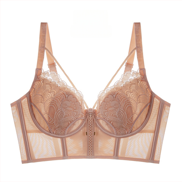 Moterų liemenėlė su triušio ausimis prancūziško stiliaus, 3/4 puodelio, ultra plonas mold puodelis, fiksuoti dvigubi petys, viršutinė atrama, tinklinis audinys, pagrindinė sudėtis 80–90%