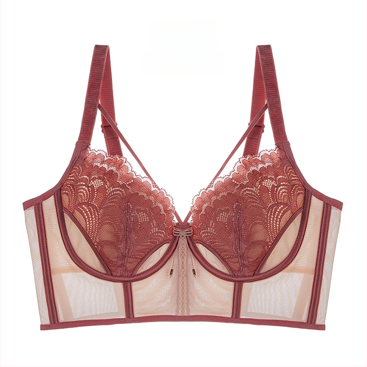 Moterų liemenėlė su triušio ausimis prancūziško stiliaus, 3/4 puodelio, ultra plonas mold puodelis, fiksuoti dvigubi petys, viršutinė atrama, tinklinis audinys, pagrindinė sudėtis 80–90%