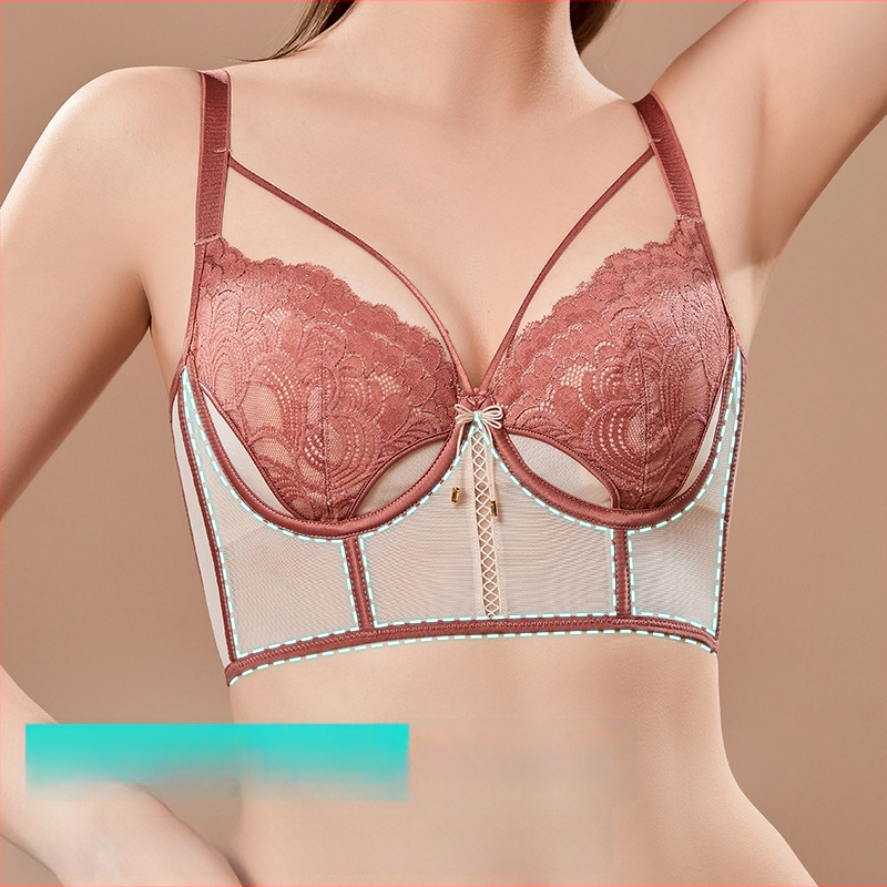 Moterų liemenėlė su triušio ausimis prancūziško stiliaus, 3/4 puodelio, ultra plonas mold puodelis, fiksuoti dvigubi petys, viršutinė atrama, tinklinis audinys, pagrindinė sudėtis 80–90%