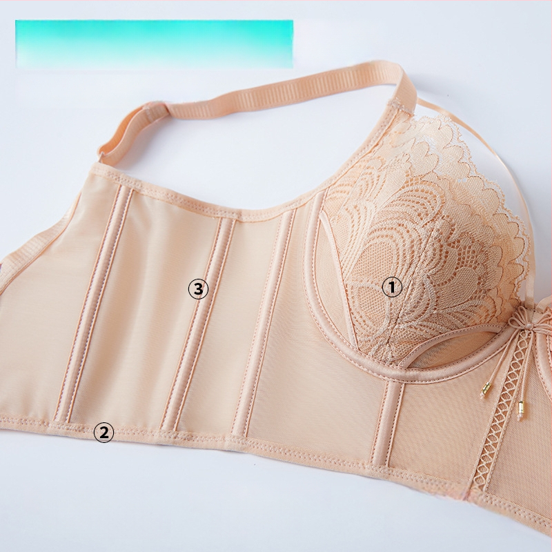 Moterų liemenėlė su triušio ausimis prancūziško stiliaus, 3/4 puodelio, ultra plonas mold puodelis, fiksuoti dvigubi petys, viršutinė atrama, tinklinis audinys, pagrindinė sudėtis 80–90%