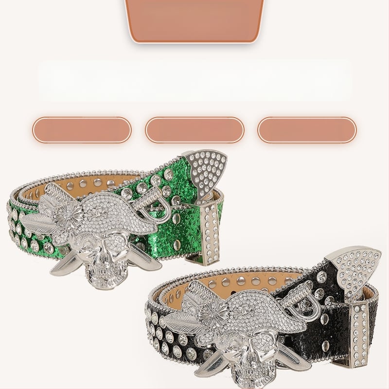 Kristalų punk juosta – PU oda, lydinio sagtis, užsegimas su smeigtuku, plotis 2–4 cm, elektroplatinimas