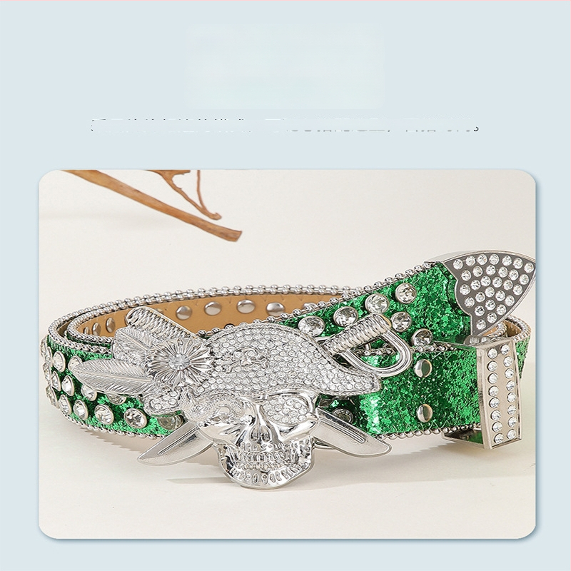 Kristalų punk juosta – PU oda, lydinio sagtis, užsegimas su smeigtuku, plotis 2–4 cm, elektroplatinimas