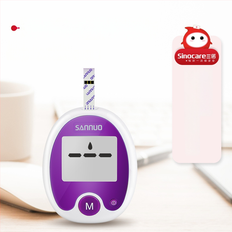 Sannuo gliukozės matuoklis be kodavimo, plastiko korpusas, įtrauktos test juostelės