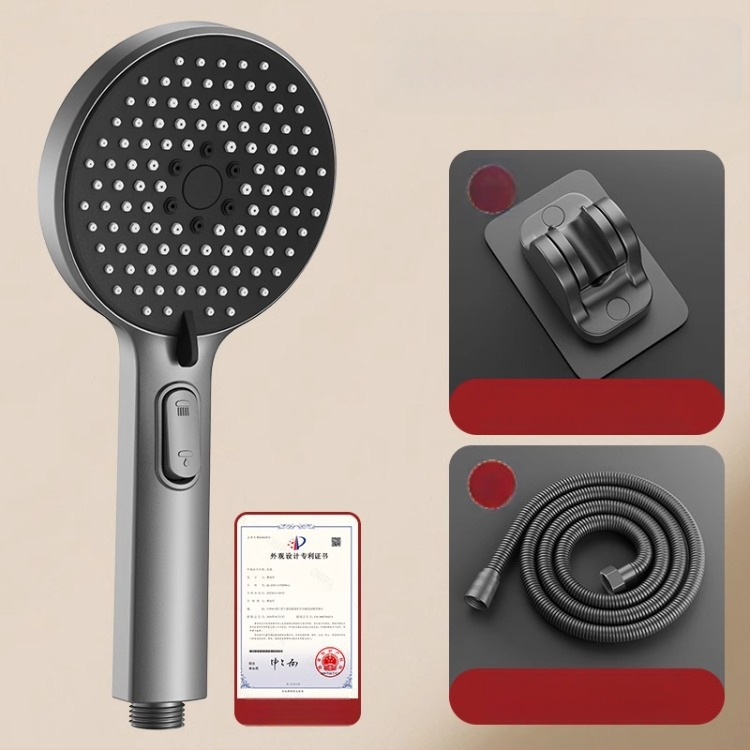 Slėginė dušo galvutė komplektas su purškimo ir masažo funkcijomis, ABS medžiaga, prekės ženklas Home rhyme