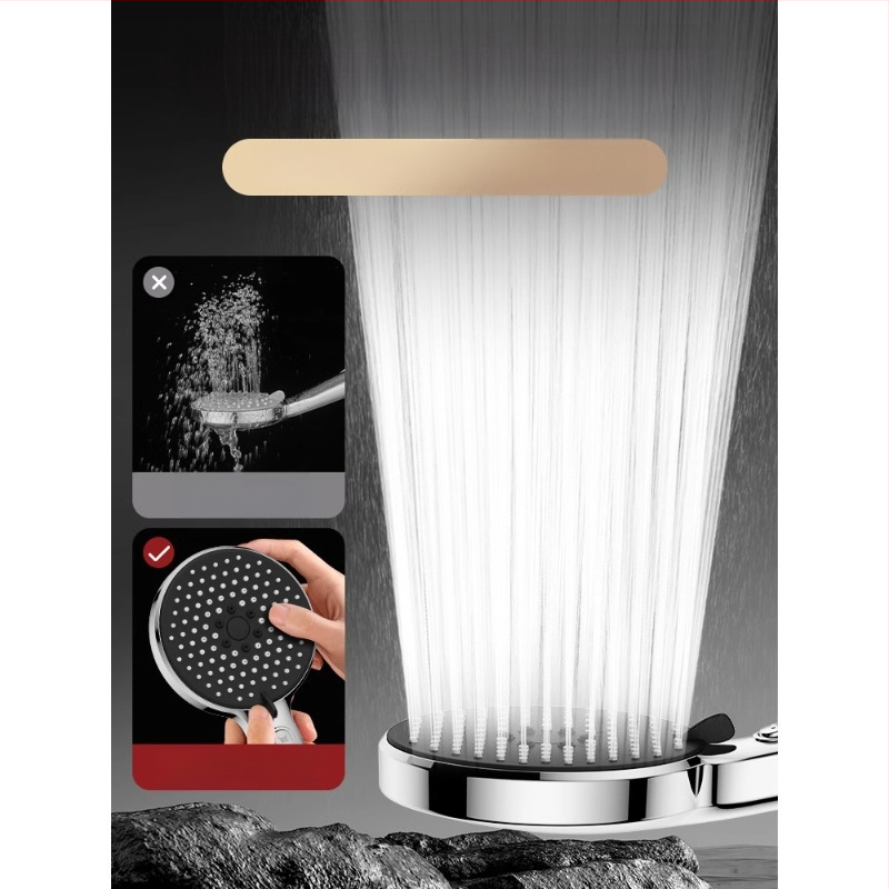 Slėginė dušo galvutė komplektas su purškimo ir masažo funkcijomis, ABS medžiaga, prekės ženklas Home rhyme